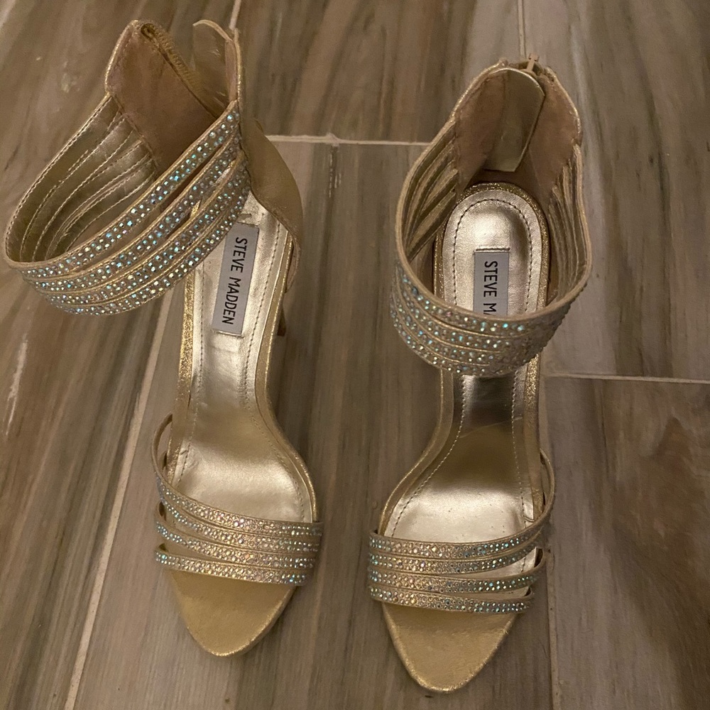 steve madden gold rhinestone heels